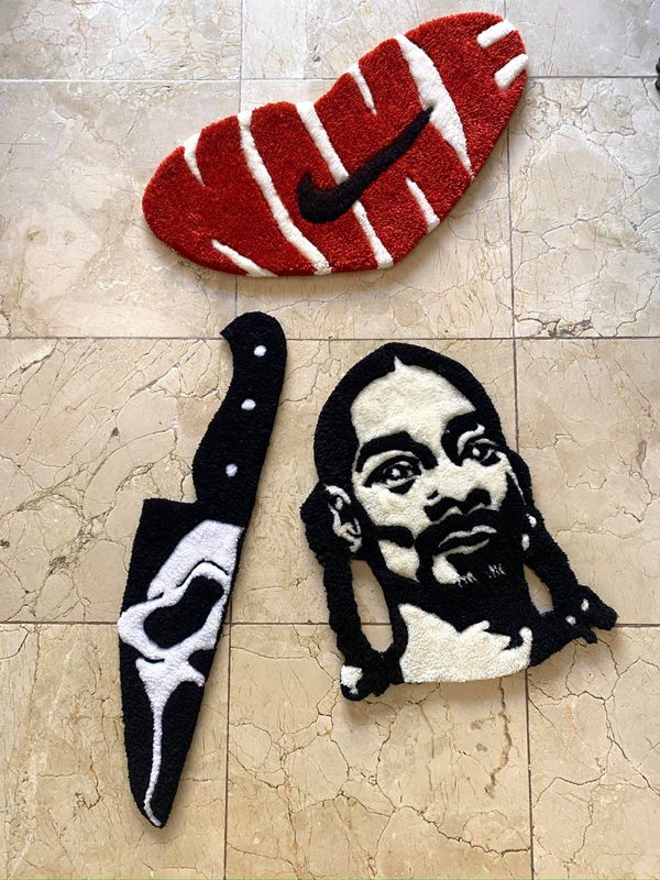 Alfombra tufting personalizada: Nike, Scream y Snoop Dogg
